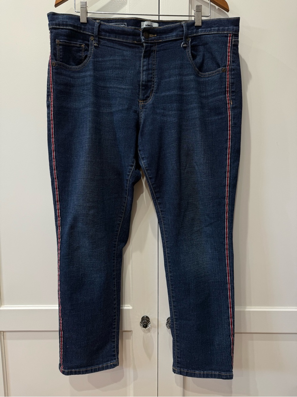 Sonoma Dark Blue Jeans with Red Side Stripe - Size 16